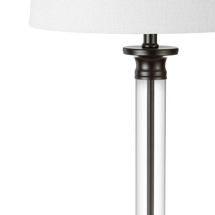 Set of Two 30" Black Table Lamps With Drum Shades HomeRoots
