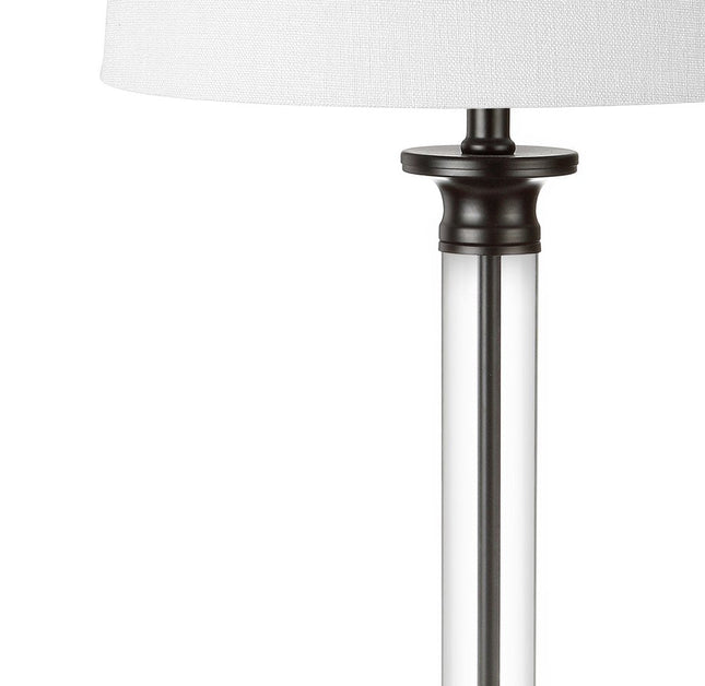 Set of Two 30" Black Table Lamps With Drum Shades HomeRoots