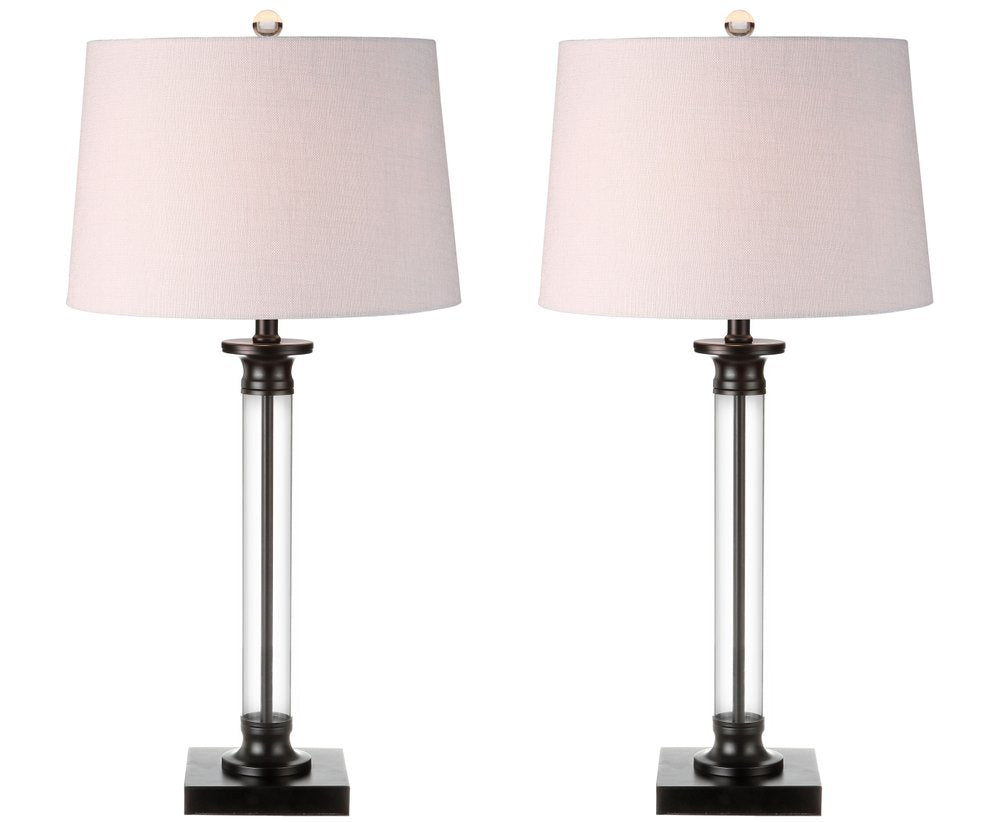 Set of Two 30" Black Novelty Table Lamps LED With Drum Shades