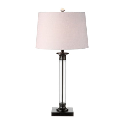 Set of Two 30" Black Table Lamps With Drum Shades HomeRoots