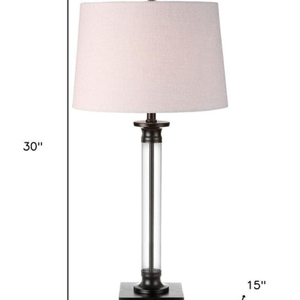 Set of Two 30" Black Table Lamps With Drum Shades HomeRoots