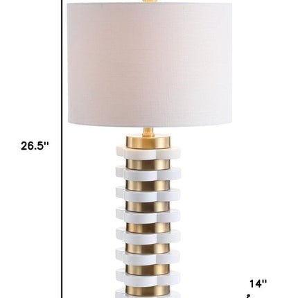 27" White Novelty Table Lamp With Drum Shade HomeRoots