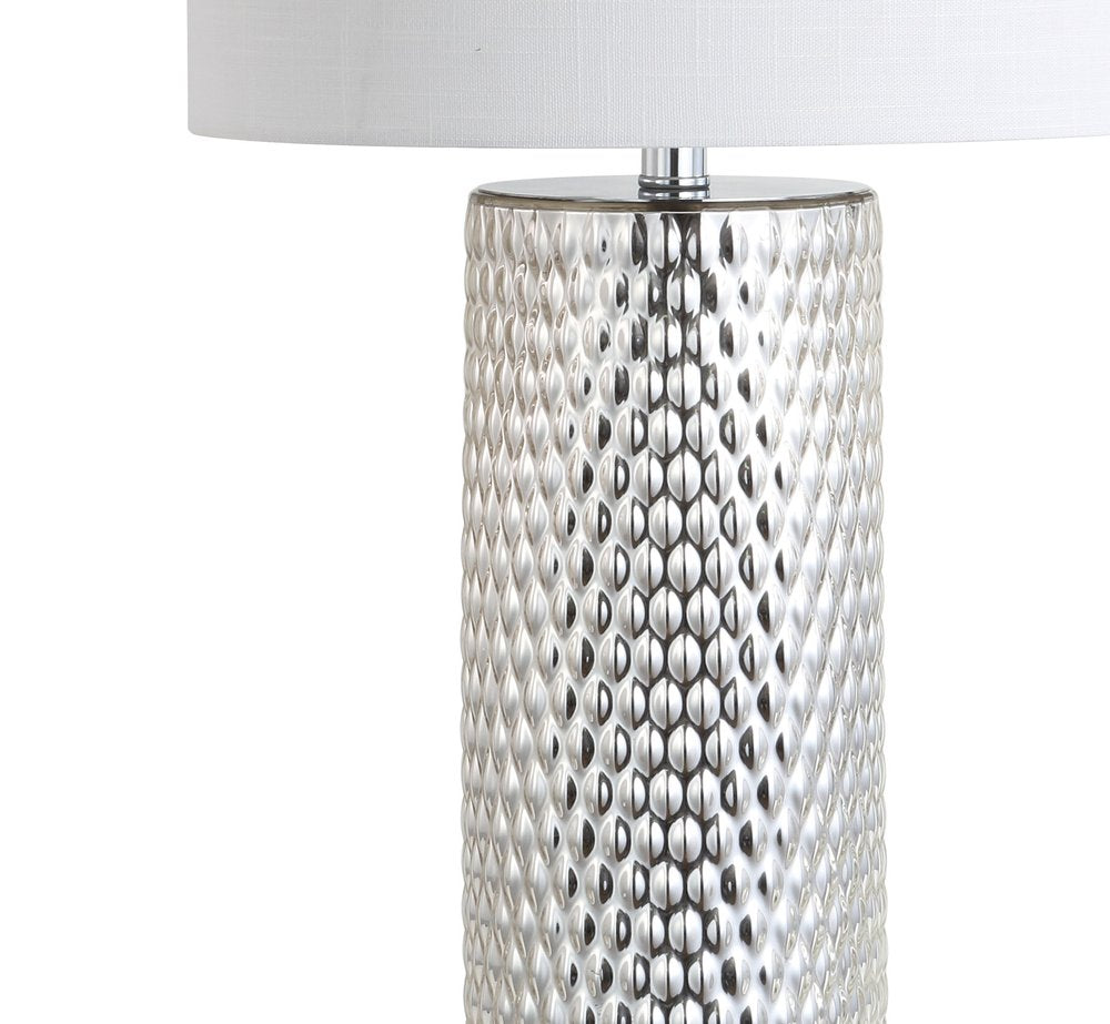 30" Silver Novelty Table Lamp LED With Drum Shade