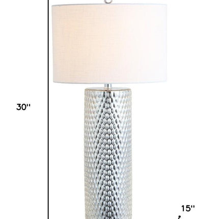 30" Silver Table Lamp With Drum Shade HomeRoots