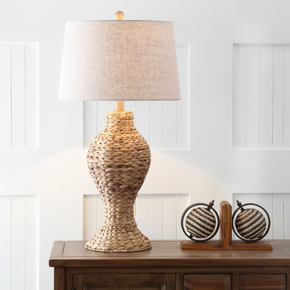 31" Natural Urn Table Lamp LED With Drum Shade