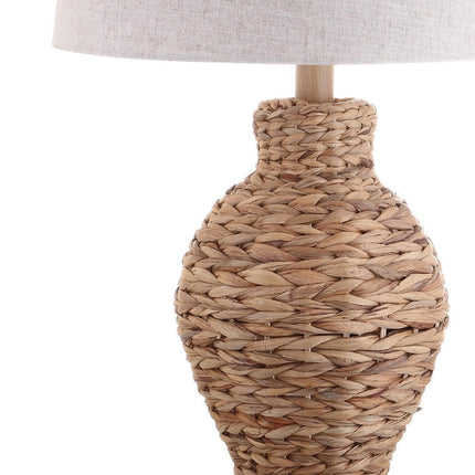 31" Natural Water Hyacinth Urn Table Lamp With Drum Shade HomeRoots