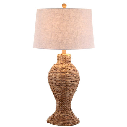 31" Natural Water Hyacinth Urn Table Lamp With Drum Shade HomeRoots