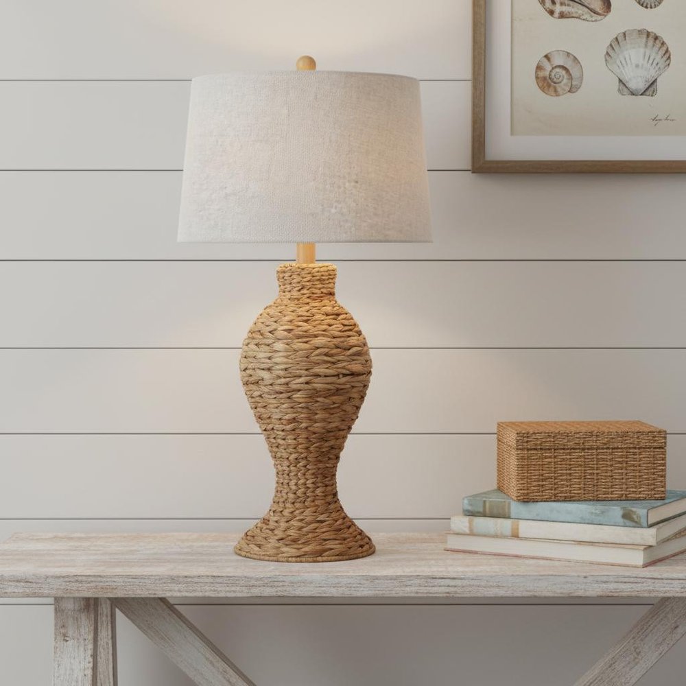 31" Natural Urn Table Lamp LED With Drum Shade