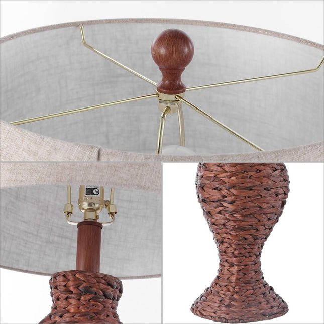 31" Dark Brown Urn Table Lamp With Drum Shade