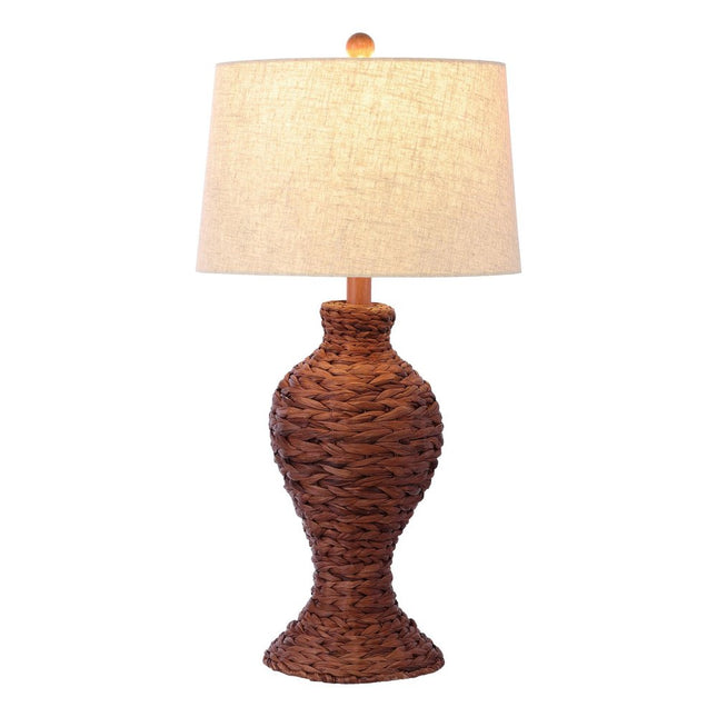 31" Dark Brown Urn Table Lamp With Drum Shade
