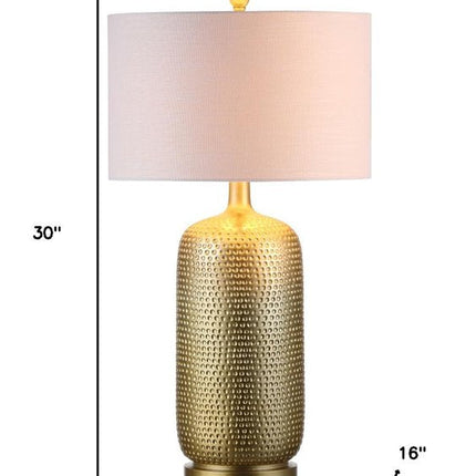 30" Gold Round Table Lamp With Drum Shade HomeRoots