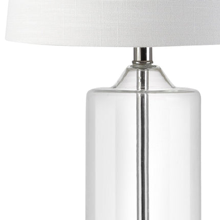 25" Silver Bedside Lamp With Drum Shade HomeRoots