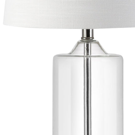 25" Silver Bedside Lamp With Drum Shade HomeRoots