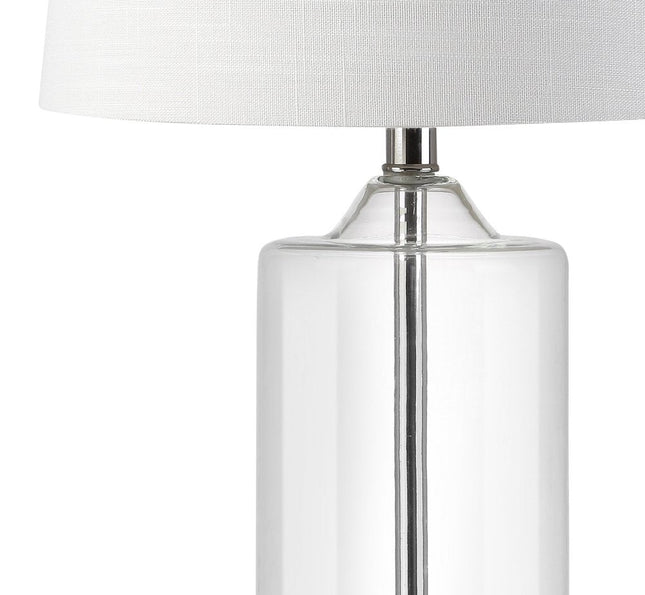 25" Silver Bedside Lamp With Drum Shade HomeRoots