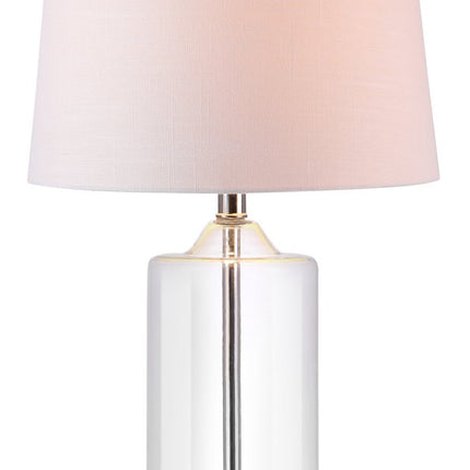 25" Silver Bedside Lamp With Drum Shade HomeRoots