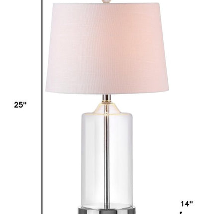 25" Silver Bedside Lamp With Drum Shade HomeRoots