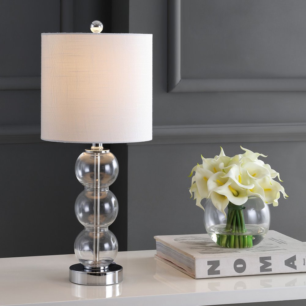 21" Silver Novelty Table Lamp LED With Globe Shade