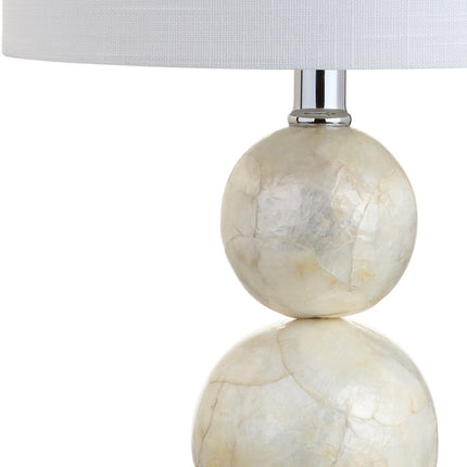 19" Clear And Off White Globe Table Lamp With Drum Shade HomeRoots