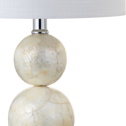 19" Clear And Off White Globe Table Lamp With Drum Shade HomeRoots