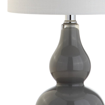 21" Silver Gourd Table Lamp With Drum Shade HomeRoots