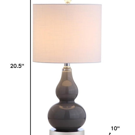21" Silver Gourd Table Lamp With Drum Shade HomeRoots