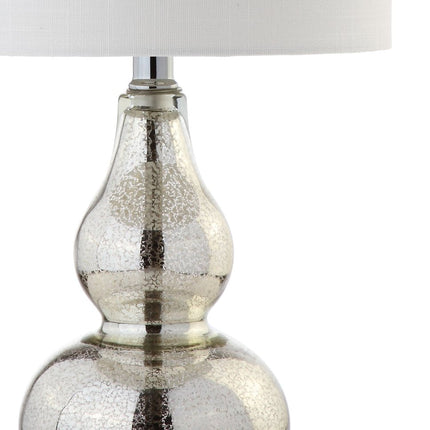 21" Silver Gourd Desk Lamp With Drum Shade HomeRoots