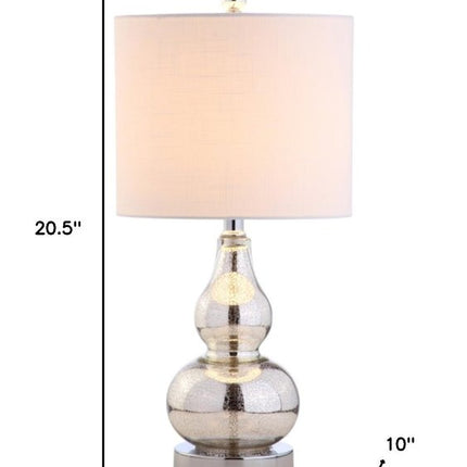 Set of Two 21" Silver Gourd Table Lamps With Drum Shades HomeRoots