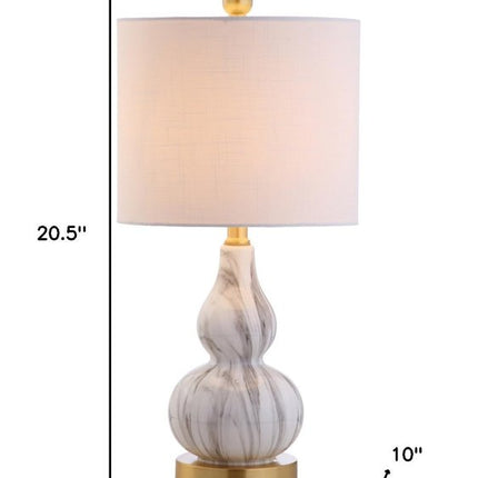 21" Gold Gourd Table Lamp With Drum Shade HomeRoots