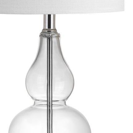 21" Silver Gourd Bedside Lamp With Drum Shade HomeRoots