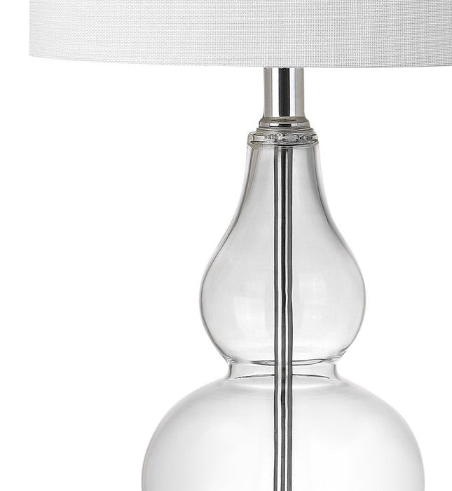 21" Silver Gourd Bedside Lamp With Drum Shade HomeRoots