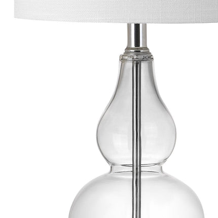 21" Silver Gourd Bedside Lamp With Drum Shade HomeRoots