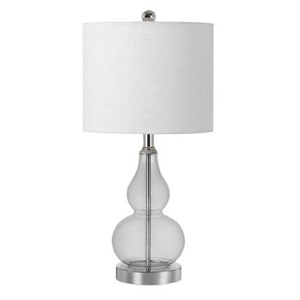 21" Silver Gourd Bedside Lamp With Drum Shade HomeRoots