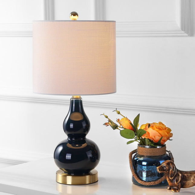 21" Gold Gourd Desk Lamp With Drum Shade HomeRoots