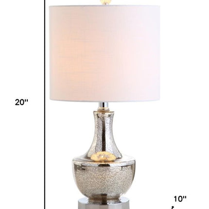 20" Silver Novelty Bedside Lamp With Drum Shade HomeRoots