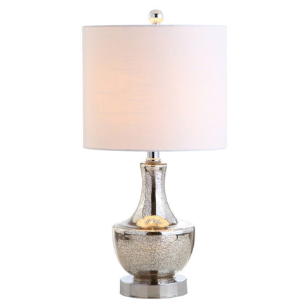 20" Silver Novelty Bedside Lamp With Drum Shade HomeRoots