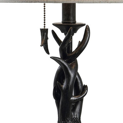 21" Black Antlers Table Lamp With Drum Shade HomeRoots