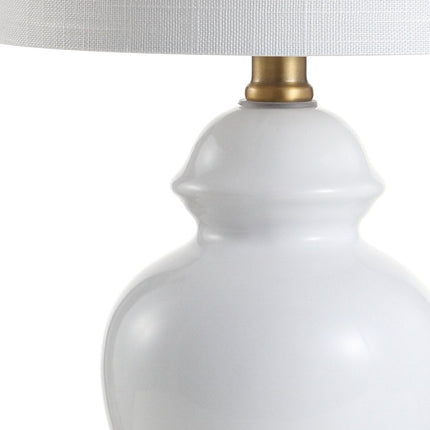 20" White And Gold Urn Table Lamp With Drum Shade HomeRoots