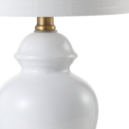 20" White And Gold Urn Table Lamp With Drum Shade HomeRoots