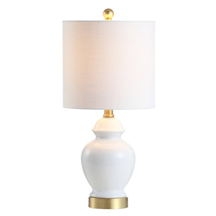 20" White And Gold Urn Table Lamp With Drum Shade HomeRoots