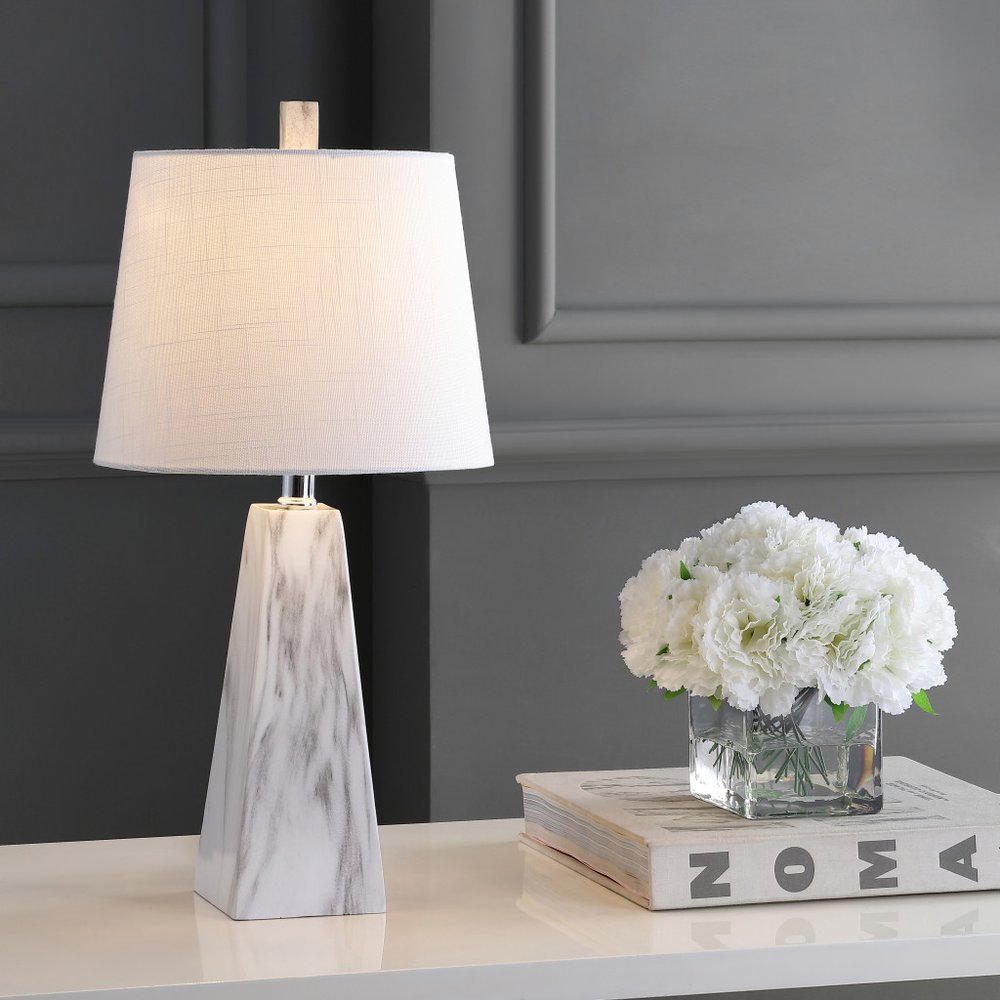 21" White Novelty Table Lamp LED With Empire Shade