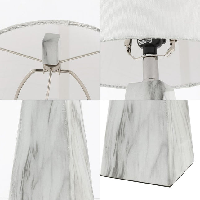 Set of Two 21" White Geometric Table Lamps With Empire Shades