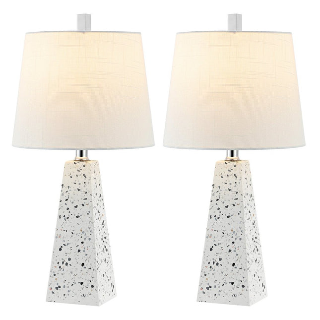 Set of Two 21" White Geometric Table Lamps With Empire Shades