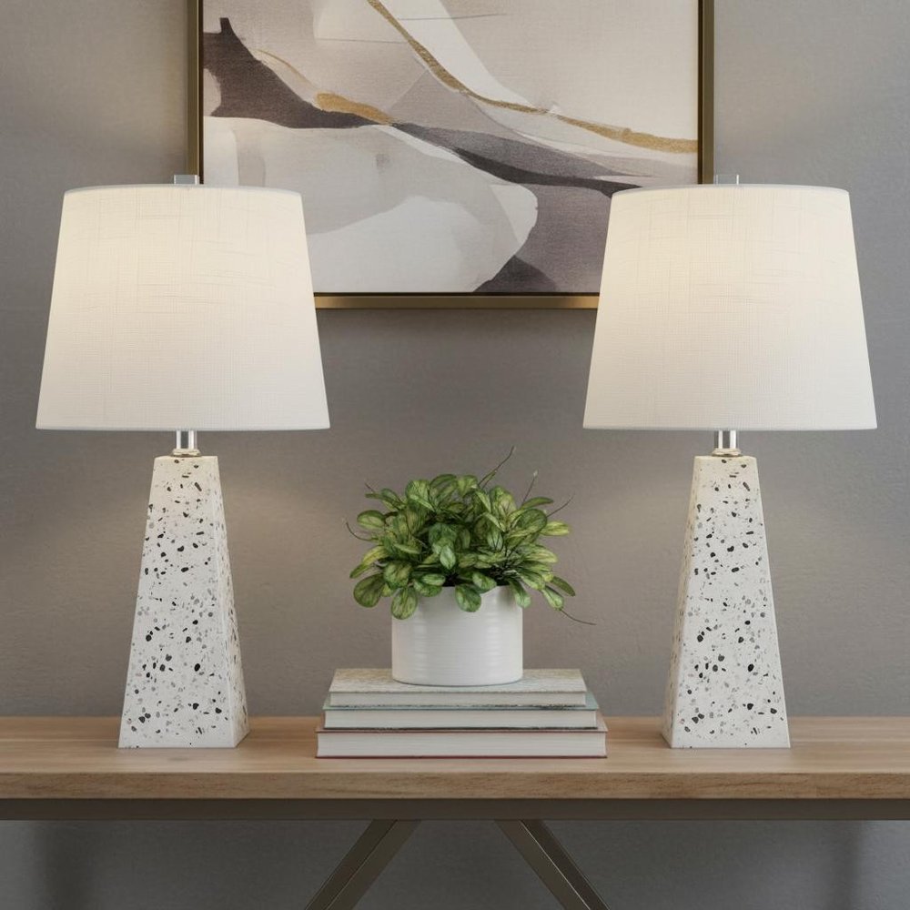 Set of Two 21" White Novelty Table Lamps LED With Empire Shades