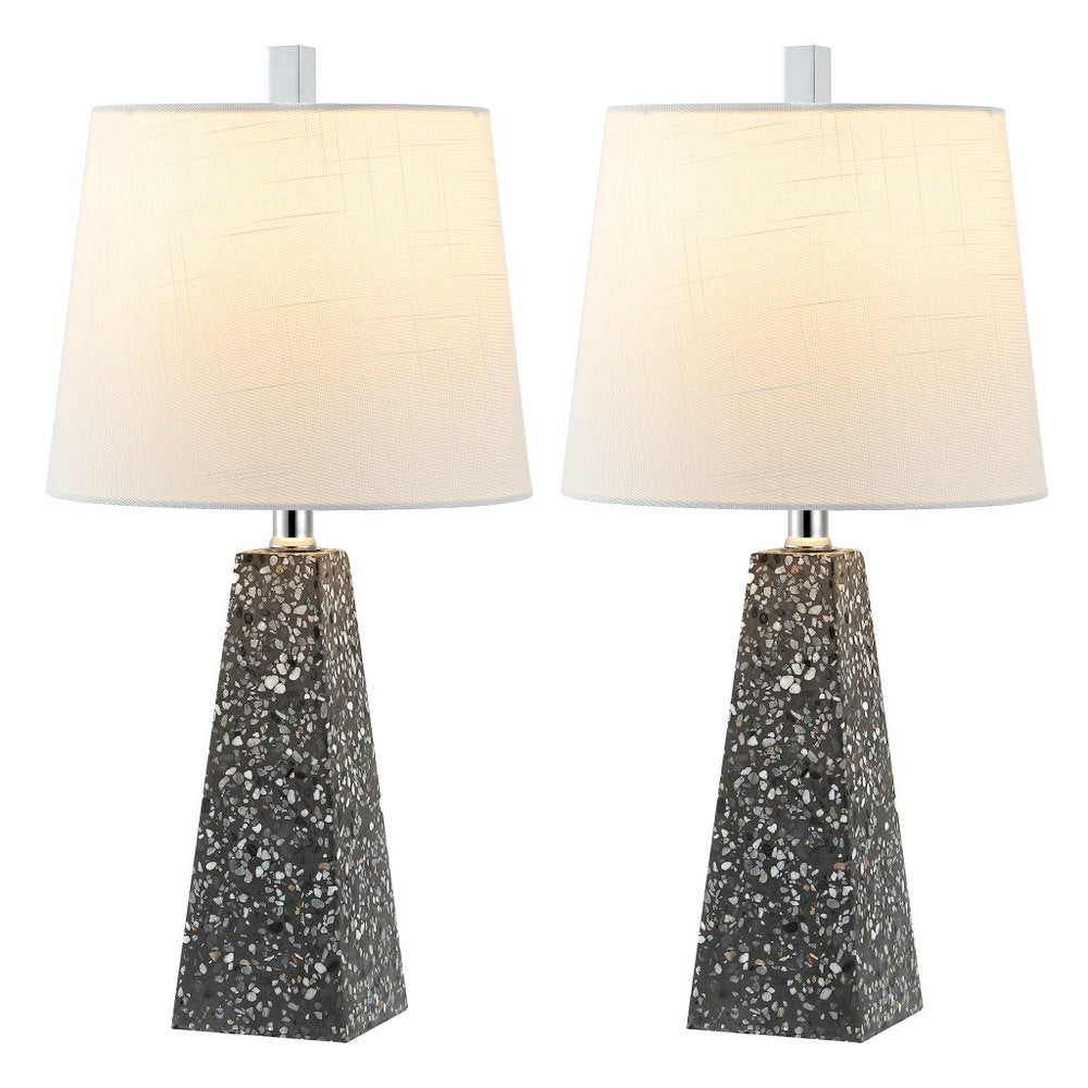 Set of Two 21" Gray Novelty Table Lamps LED With Empire Shades