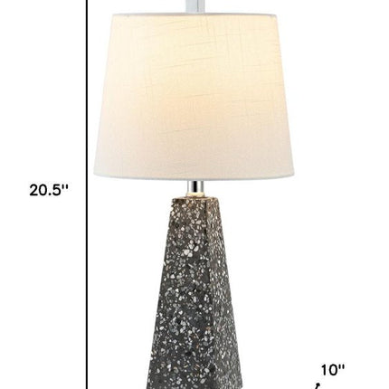 Set of Two 21" Gray Geometric Table Lamps With Empire Shades HomeRoots