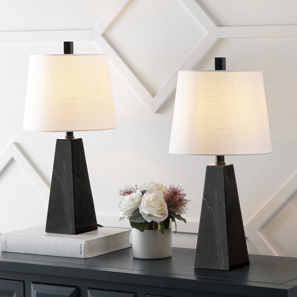 Set of Two 21" Black Novelty Table Lamps LED With Empire Shades