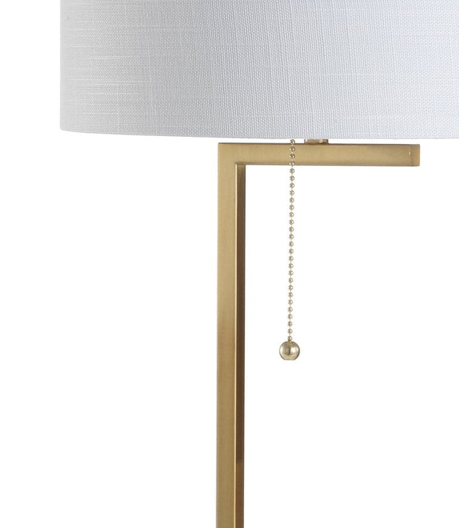 25" Brass And White Round Table Lamp With Drum Shade HomeRoots