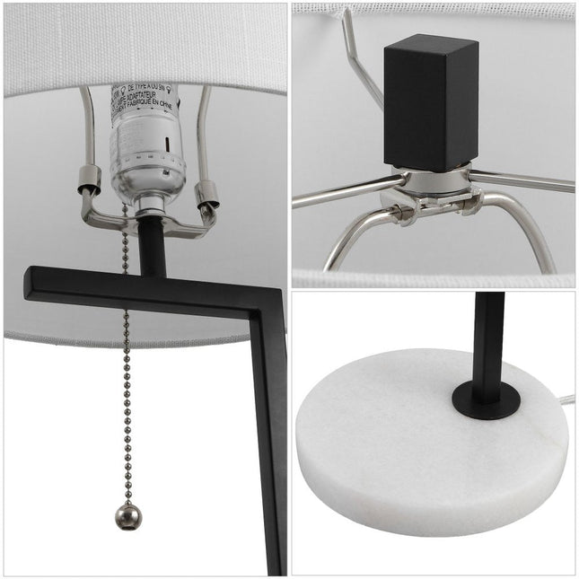 25" White Novelty Table Lamp With Drum Shade HomeRoots