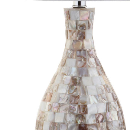 27" Ivory And Beige Novelty Table Lamp With Drum Shade HomeRoots