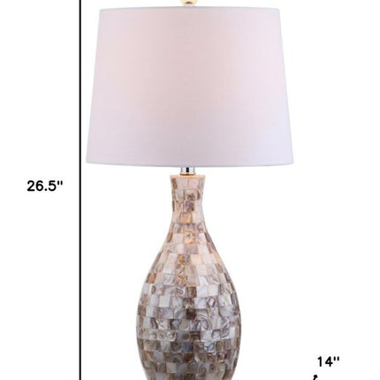 27" Ivory And Beige Novelty Table Lamp With Drum Shade HomeRoots